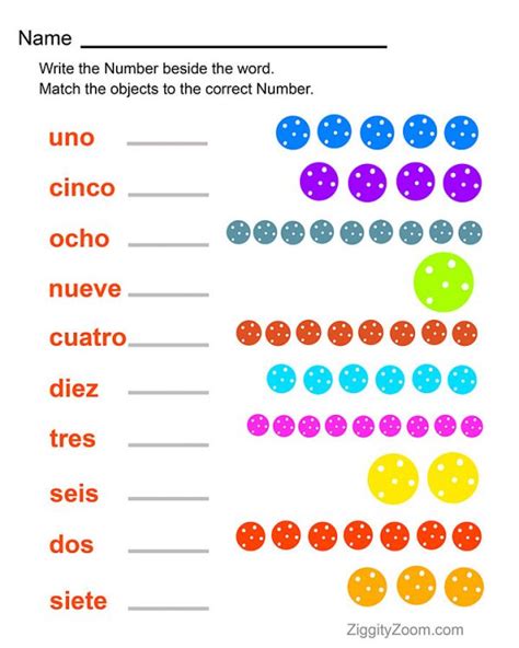 Spanish Numbers Worksheet