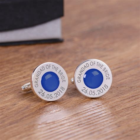 Personalised Royal Blue Wedding Cufflinks | Engraved Wedding Cufflinks