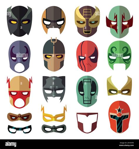 Superhero masks. Heroic costume mask of set and cartoon mask for ...