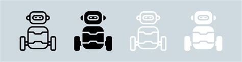 Robot icon set in black and white. Artificial intelligence signs vector ...