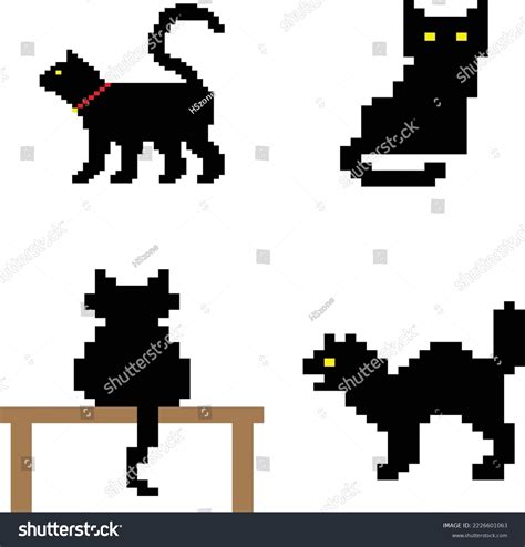 Black Cat Pixel Art Vector Illustration Stock Vector (Royalty Free ...