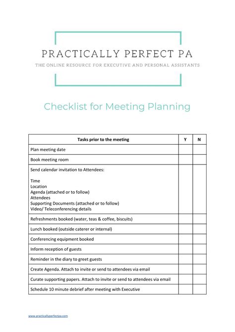 Checklist for Meeting Planning | Checklist template, Meeting planning ...