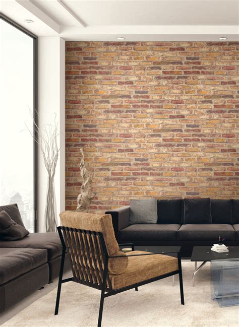 Rustic Faux Brick Peel-and-Stick Wallpaper in Red by NextWall – BURKE DECOR