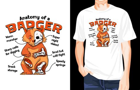 Badger Anatomy T-shirt Design PNG Images | EPS Free Download - Pikbest