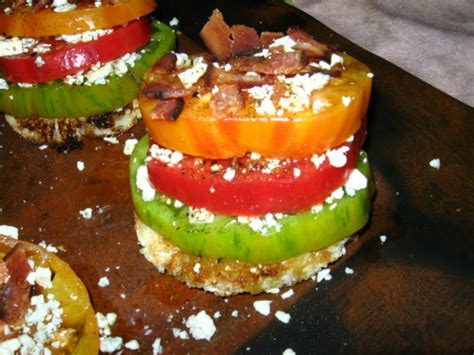 Tomato Towers With Blue Cheese And Bacon Recipe - Genius Kitchen