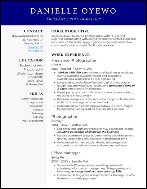 3 Freelance Photographer Resume Examples For 2024