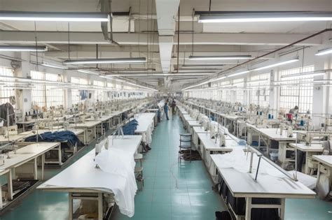 Premium AI Image | Garment factory with rows of garment racks and ...