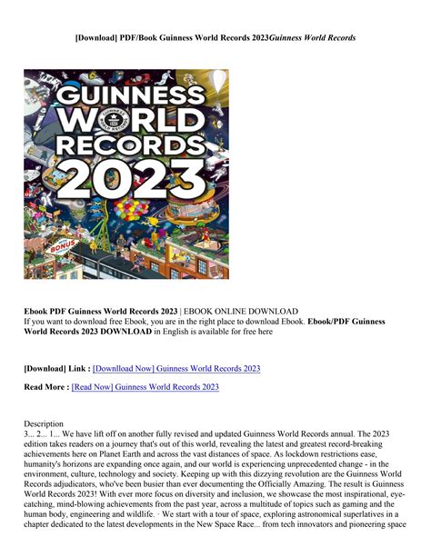 [PDF Download] Guinness World Records 2023 By Guinness World Records by nickiefraze99 - Issuu