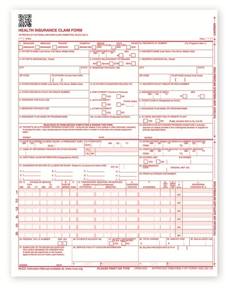 HCFA Forms, CMS - 1500 Medical Forms, Health Insurance Claim Forms - FormsAndChecks.com