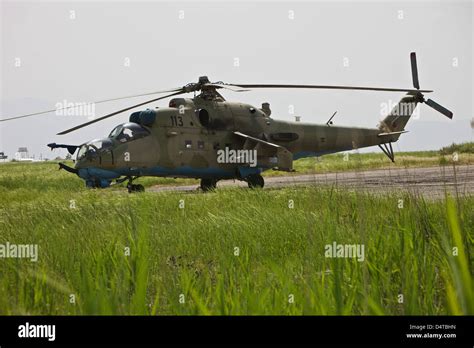 An Mi-35 attack helicopter operated by the Afghan National Army Air ...