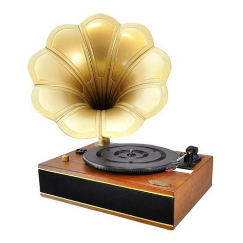 Vintage Classic Style BT Turntable Gramophone Phonograph Vinyl Record Player with Vinyl-to-MP3 ...