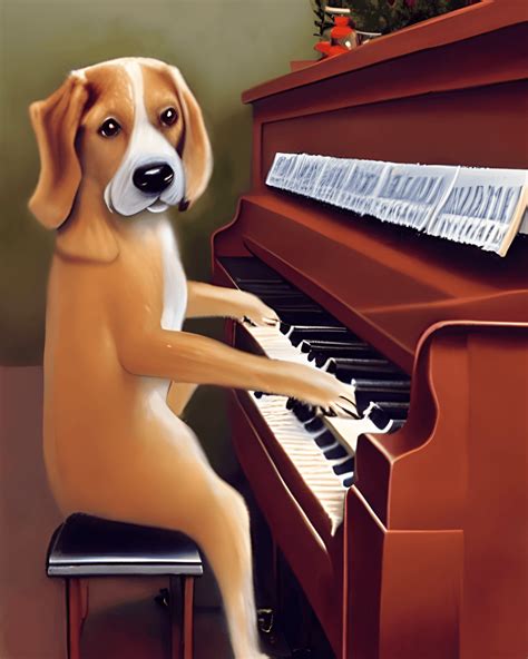 Dog Playing the Piano by Bob Byerley · Creative Fabrica