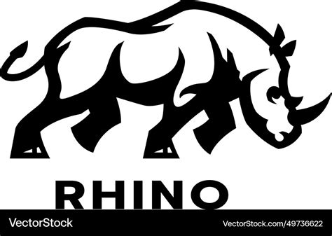 Rhino logo black and white style Royalty Free Vector Image