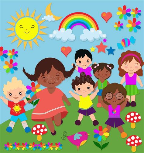 Children Playing Outside Sunny Day Stock Illustrations – 247 Children ...