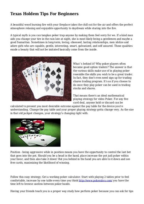 Texas Holdem Tips For Beginners