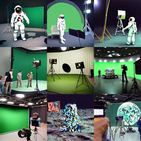 moon landing on a green screen movie set | Stable Diffusion | OpenArt