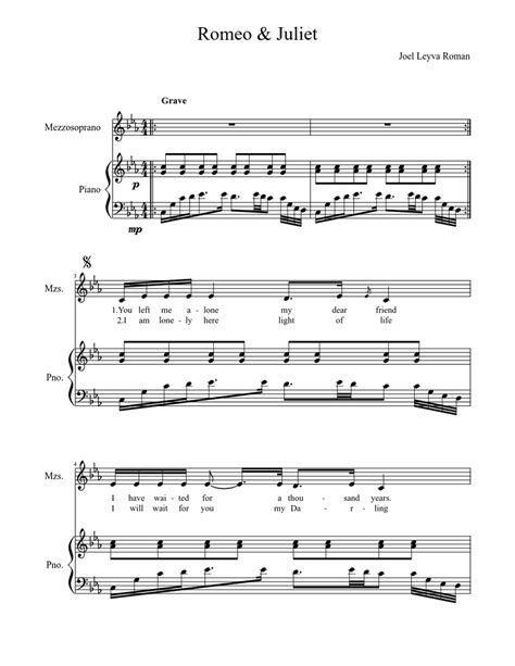 Romeo and Juliet Sheet music for Piano, Voice | Download free in PDF or MIDI | Musescore.com