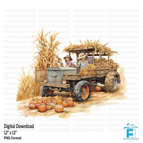 Hayride Clipart, Hayride Png, Watercolor Hayride, Hayrack Ride Png ...