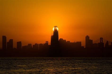 Sunset Silhouette. SF skyline shot from Oakland. OC : r/sanfrancisco