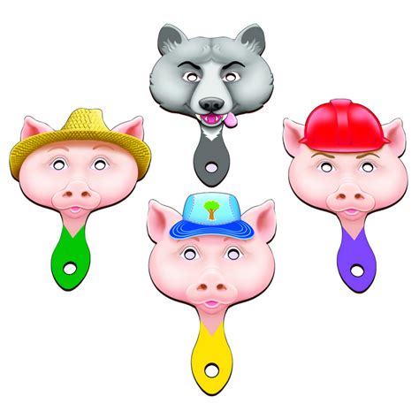 Three Little Pigs Wooden Masks (4pcs) » Smart Learn Educational Resources