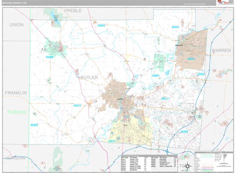 Butler County, OH Wall Map Premium Style by MarketMAPS