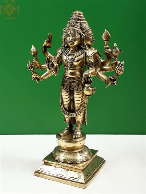 15" Standing Brass Brahma Ji | Handmade | Exotic India Art