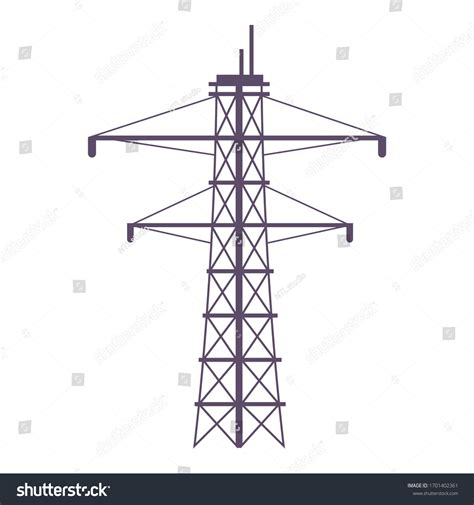 Electric Tower Cartoon Vector Illustration Powerline Stock Vector ...