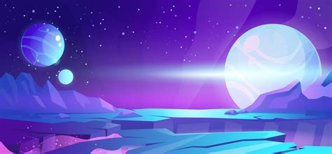 Cosmic background, alien planet deserted landscape 14718505 Vector Art ...