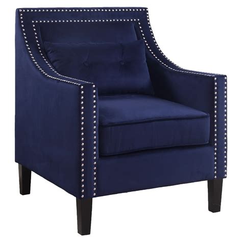 Best Master Furniture Edinburgh Suede Accent Arm Chair, Navy Blue ...