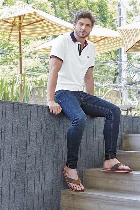 Fashion in Flip Flops & Jeans | Mens flip flops, Mens fashion jeans, Barefoot men