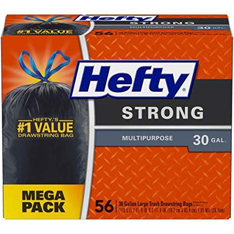 Hefty Strong Multipurpose Large Black Trash Bags, 30 Gallon, 56 Count ...