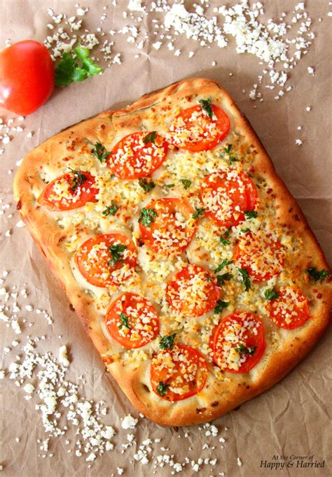 Easy Focaccia Bread With Tomato, Parsley & Indian Cottage Cheese Toppings