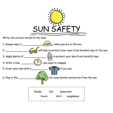 Sun Safety Activities For Kindergarten