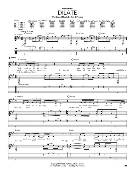 Dilate by Ani DiFranco - Guitar Tab - Guitar Instructor