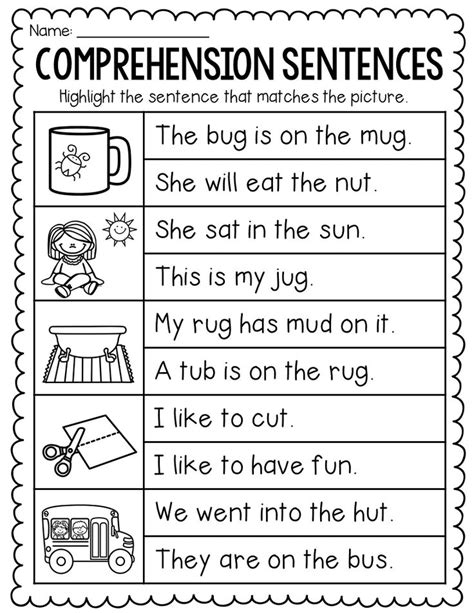 Comprehension Worksheets for short vowel words | Kindergarten reading worksheets, Reading ...