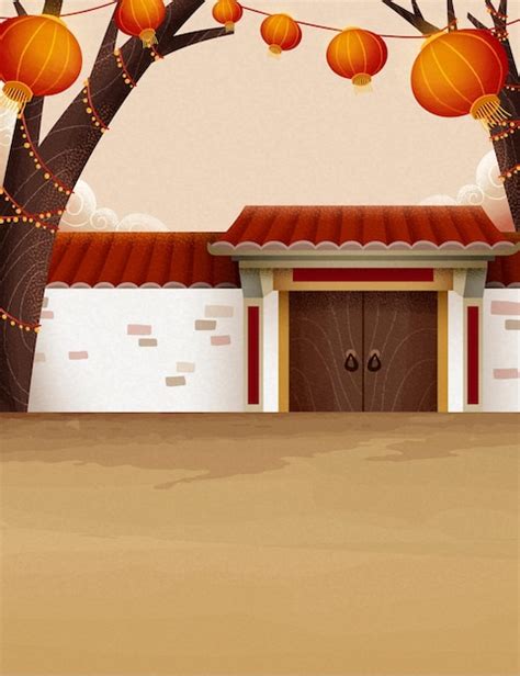 Premium Vector | Traditional chinese countryside architecture illustration with white brick wall ...