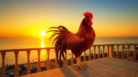 Premium AI Image | Sunrise Serenade Rooster Crowing