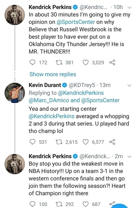 KD twitter beef with Kendrick Perkins : r/Thunder