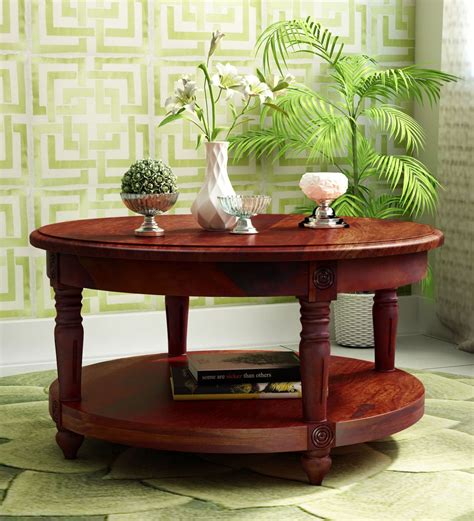 Buy Louis Solid Wood Coffee Table in Honey Oak Finish By Amberville Online - Round Coffee Tables ...