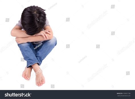 Sad Child Alone Isolated On White Stock Photo 193931738 : Shutterstock