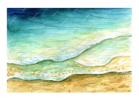 Premium Photo | Watercolor illustration landscape scenery with sea