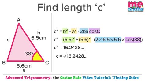 Using the Cosine Rule to Find Sides - Advanced Trigonometry - Tutorial ...