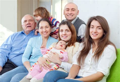 Cheerful Three Generations Family Stock Image - Image of happy, indoors ...