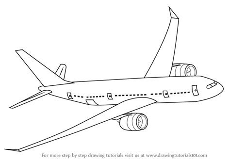 Learn How to Draw Flying Boeing Aeroplane (Airplanes) Step by Step : Drawing Tutorials ...