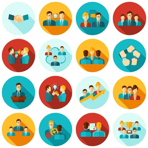 Teamwork Icons Flat 458811 Vector Art at Vecteezy