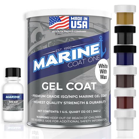 Marine Coat One, White Gelcoat Repair Kit for Boat, Fiberglass Gel Coat Restoration (1 Quart ...