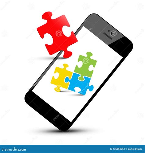 Colorful Puzzle Pieces on Smartphone. Stock Vector - Illustration of ...