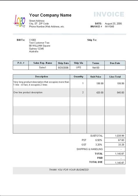 Free Samples Of Invoices | Invoice Template Ideas