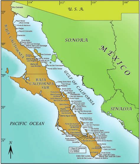 West coast of the Gulf of California (east coast of the Baja California ...