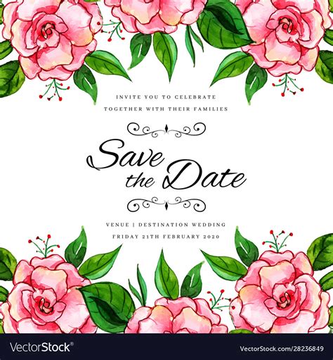 Watercolor floral wedding invitation background Vector Image